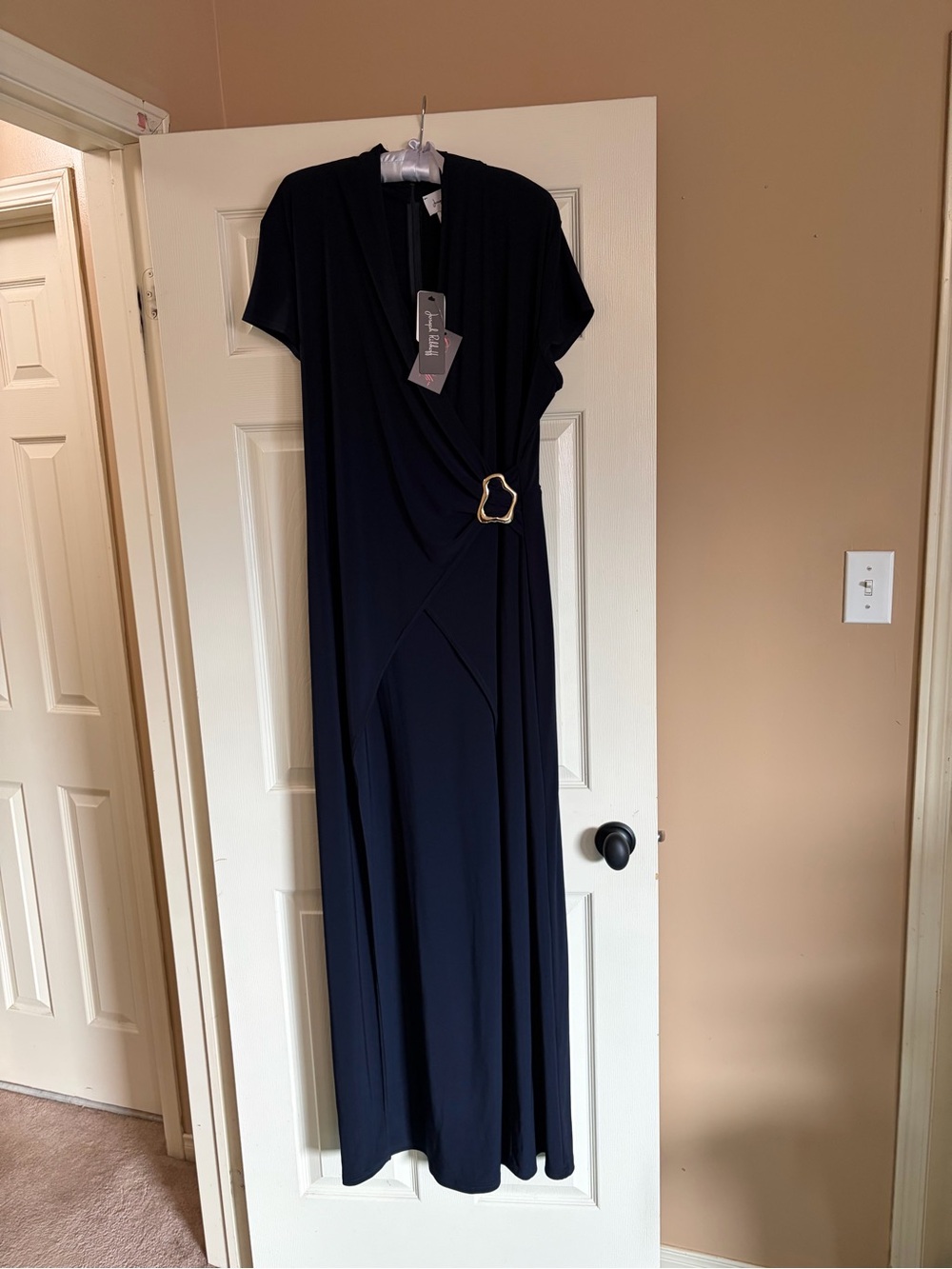 Joseph Ribkoff Navy Jumpsuit with Gold Accent Buckle